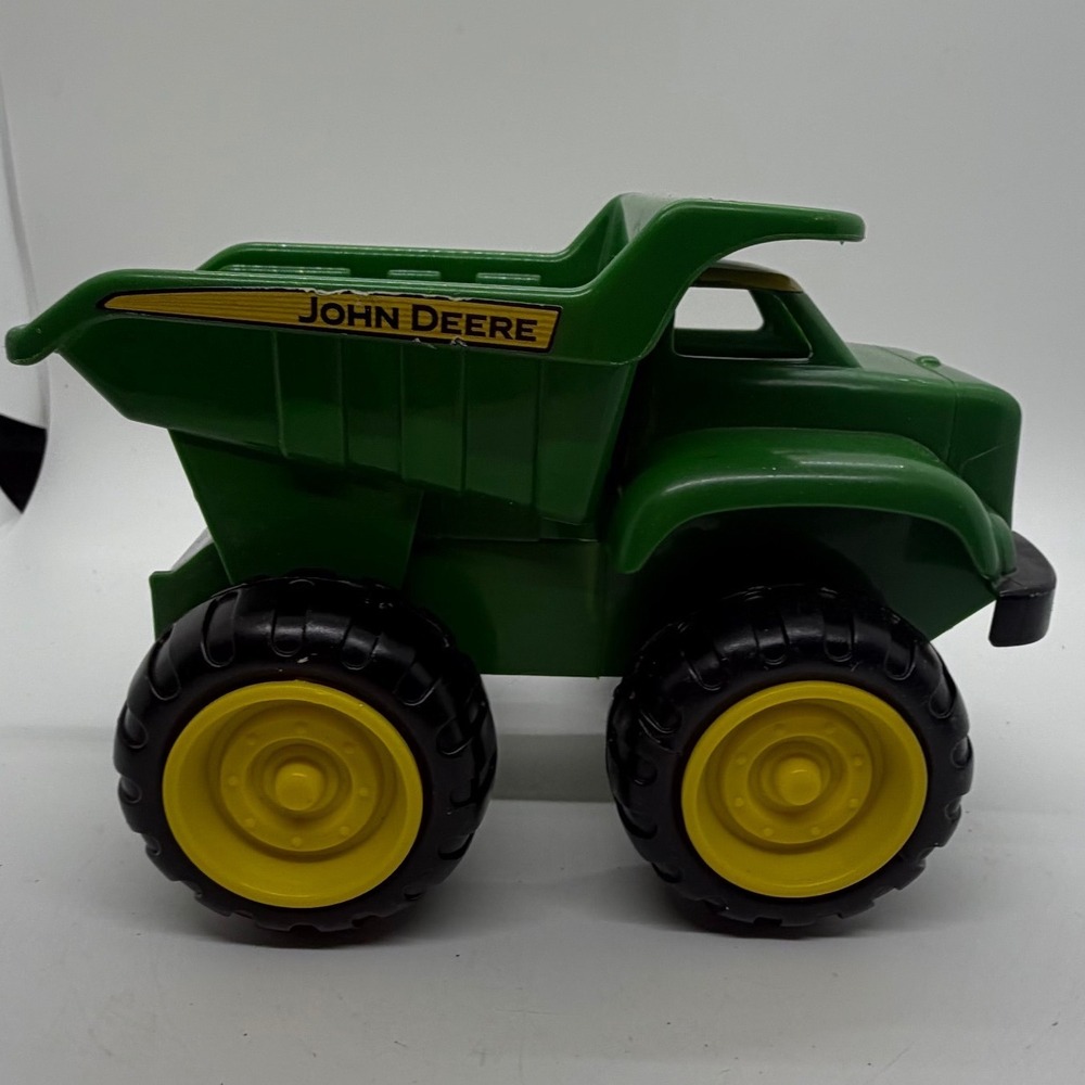 John Deere Green Plastic Dump Truck Toy Big Wheels Kids Play 4 in Construction - Picture 3 of 9